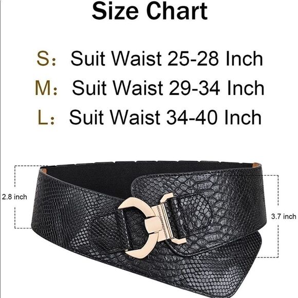 Women’s Adjustable Wide Snake Pattern Leather Belt - Picture 4 of 12